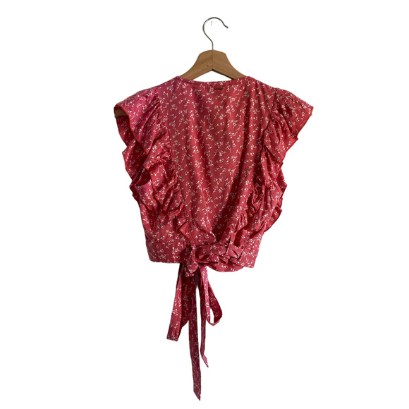 Funky Buddha Orange Red Cropped Floral Top - Picture 2 of 3